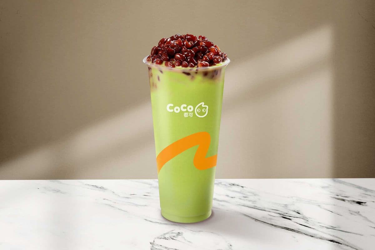 Thé matcha au lait aux haricots rouges / Red Bean Matcha Milk Tea