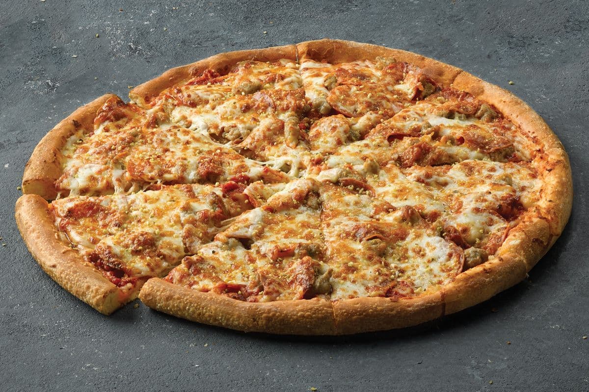 Large Speciality Pepperoni, Sausage and Six Cheese Pizza
