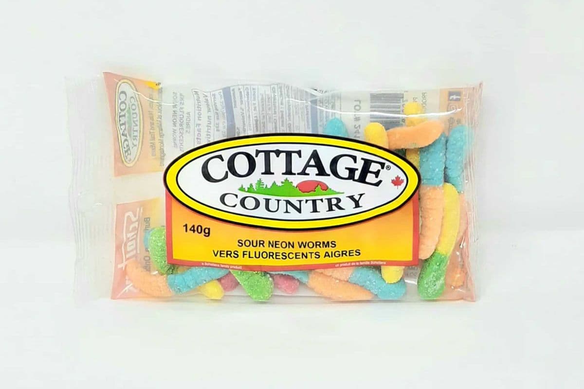 Cottage Country Sour Neon Worms Candy (140 g)