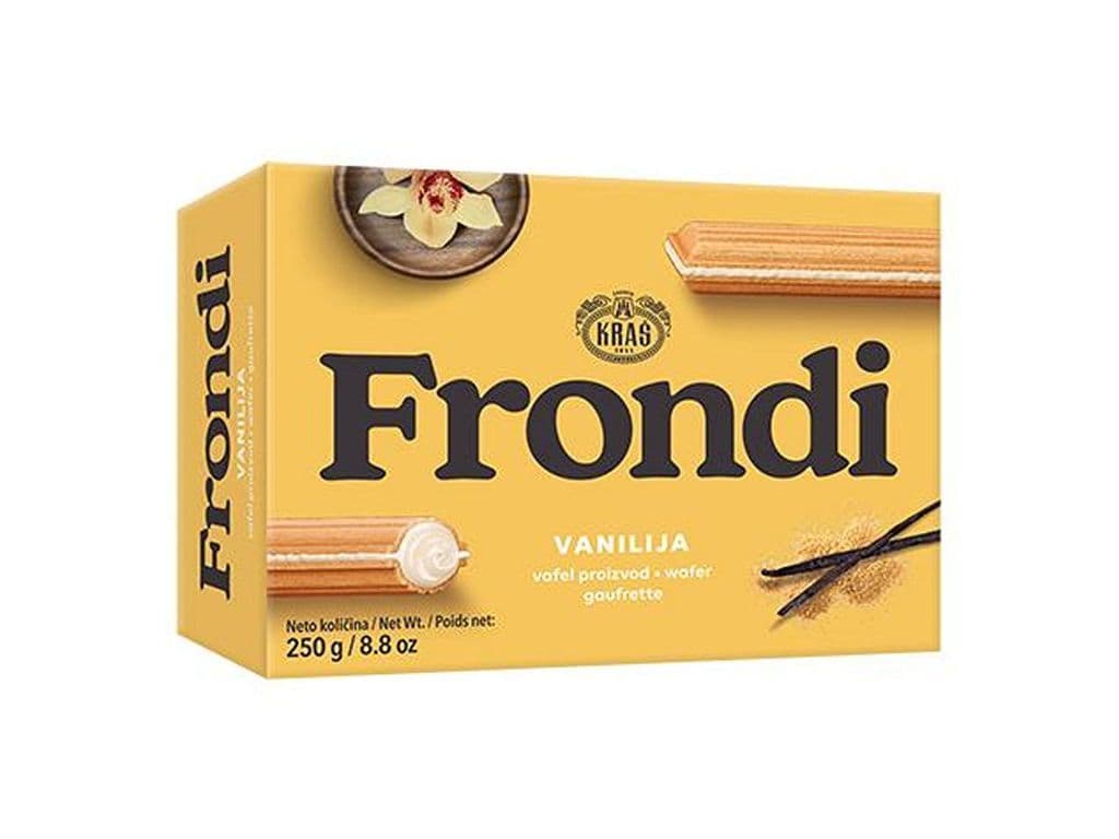 Kras Frondi Vanilla Cream Filled Wafer Sticks 250g Croatian Balkan Biscuits