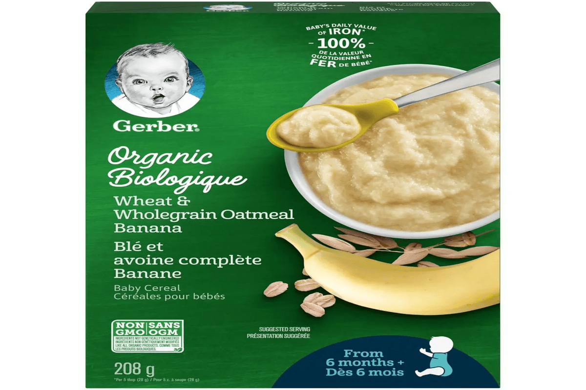 Gerber Organic Cereal - Wheat Wholegrain Banana Baby Cereal (208 g)