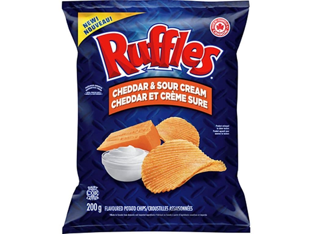 Ruffles Cheddar and Sour Cream Potato Chips 200g Cheesy Tangy