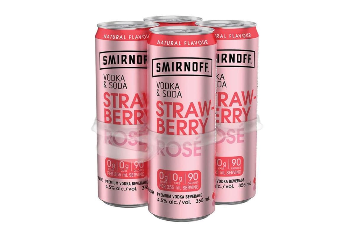 Smirnoff Vodka Soda Raspberry Rose (4 Cans)