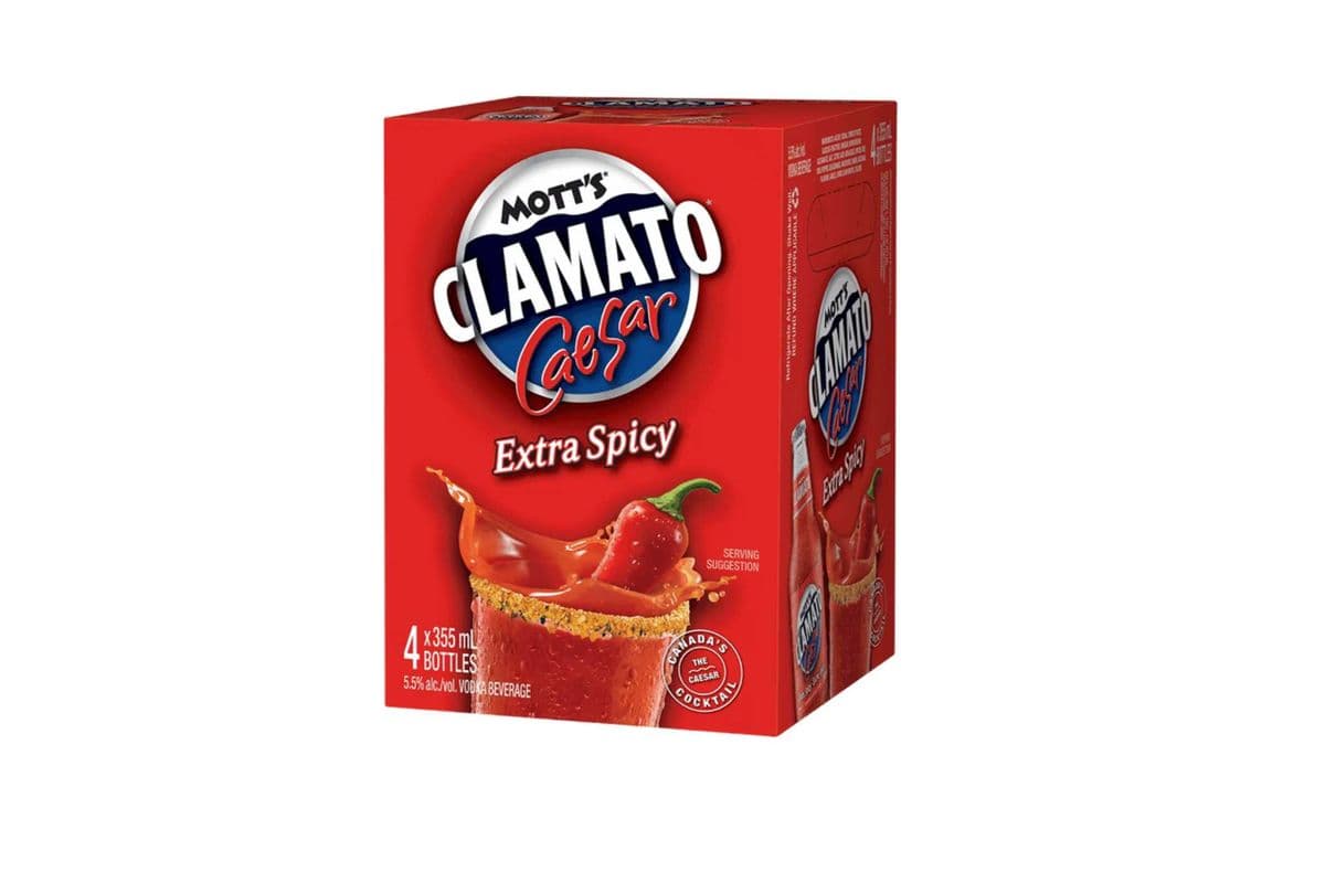 Motts Clamato Caesar Extra Spicy (4 x 355 ml Bottle)