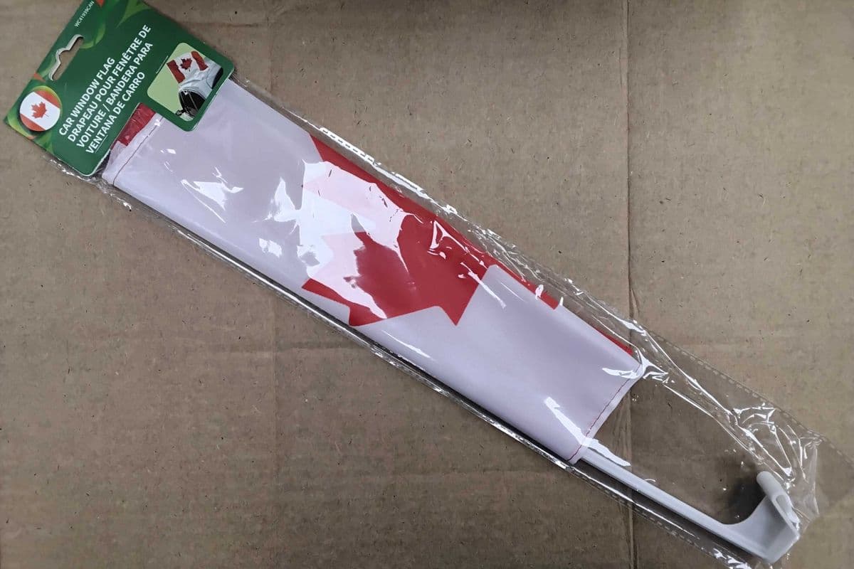 Car window flag Canada.