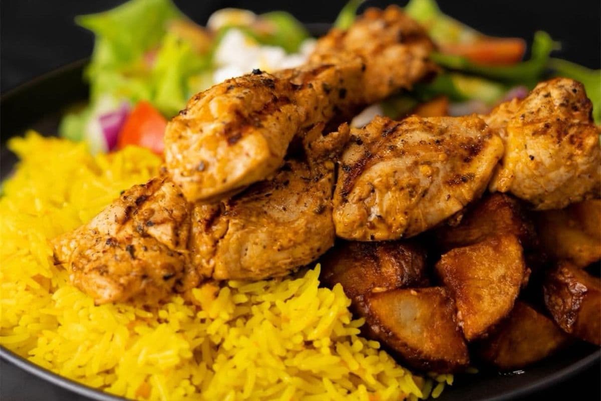 Assiette poulet souvlaki