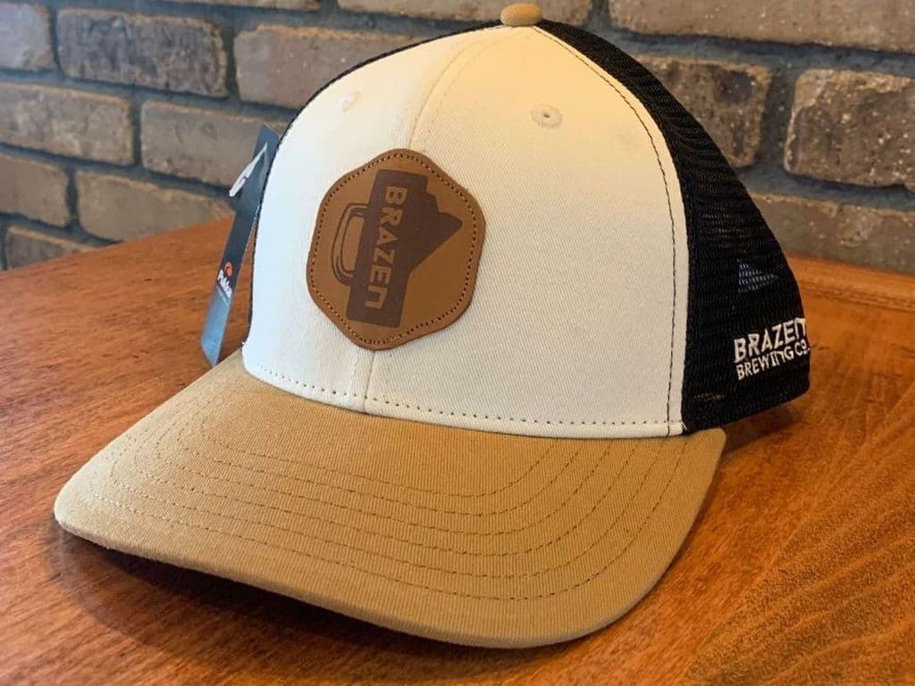 BRAZEN BREW CO - TAN n BLACK TRUCKER HAT
