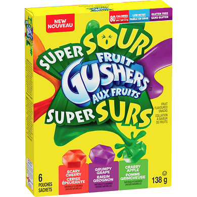 Gushers aux Fruit Super Surs 138g/ Fruit Gushers Super Sours 138g