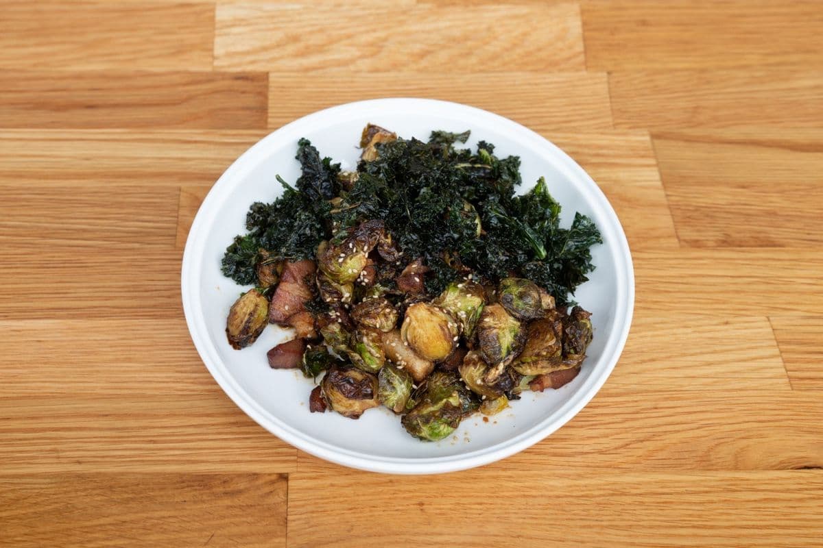 Fried Brussel Sprouts with Sous Vide Pork