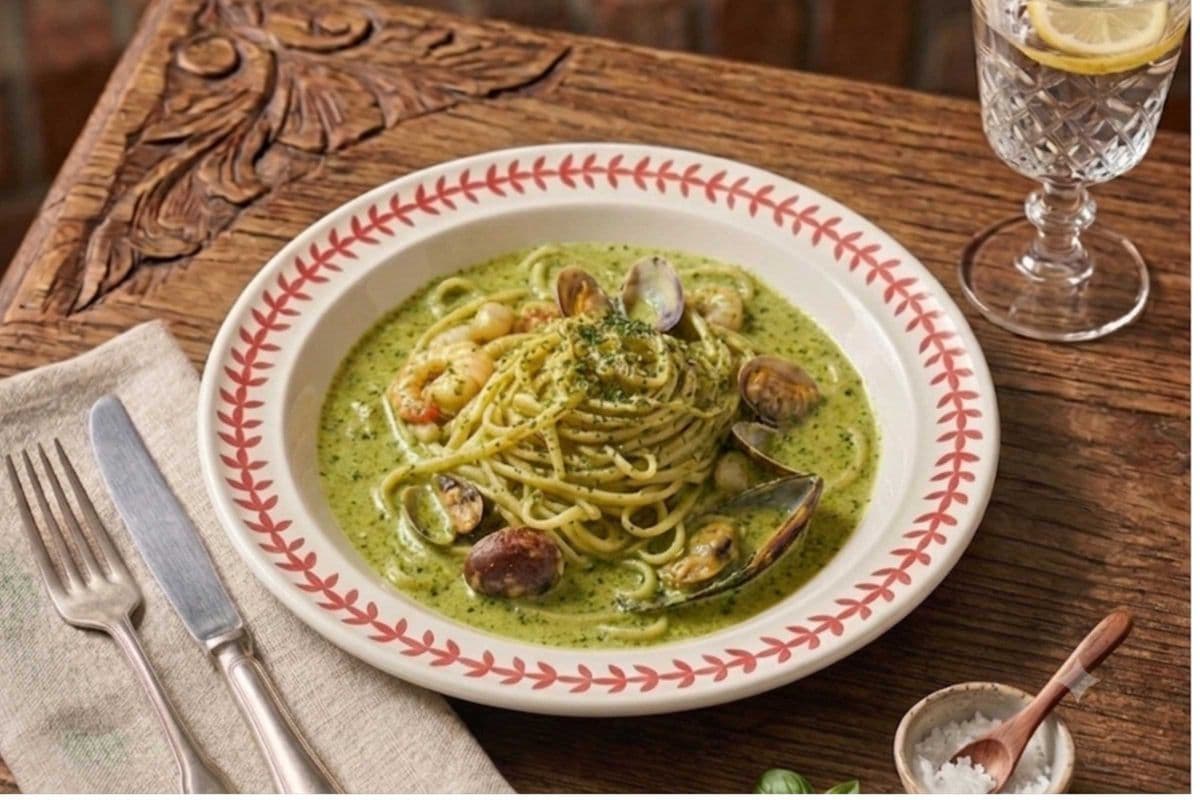 Seafood basil pesto cream(linguine)