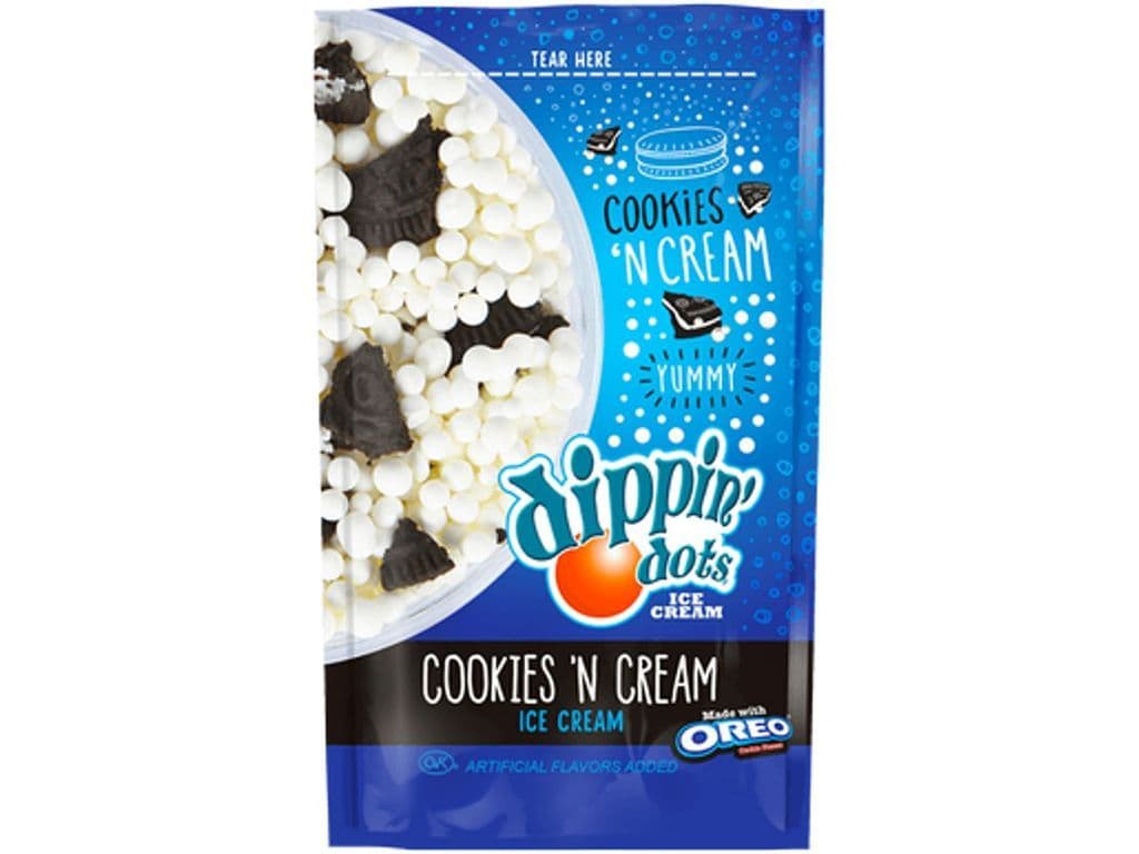 Dippin Dots Ice Cream Cookies and Cream Frozen Dairy Treat 72g Pouch