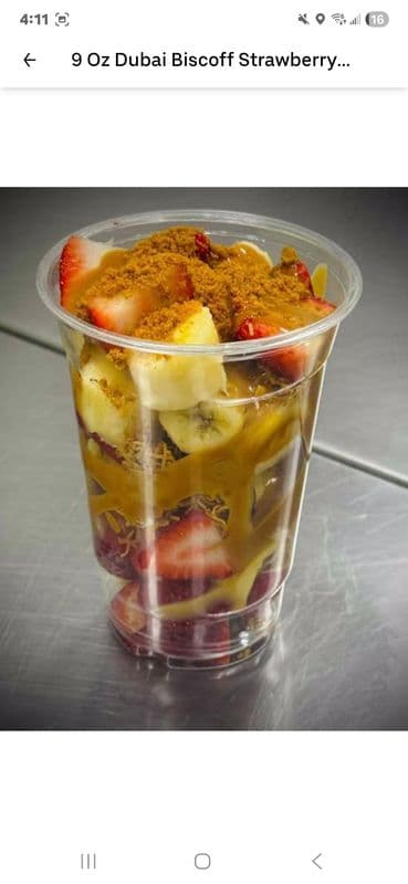 9 Oz Dubai Biscoff Strawberry Banana Cup