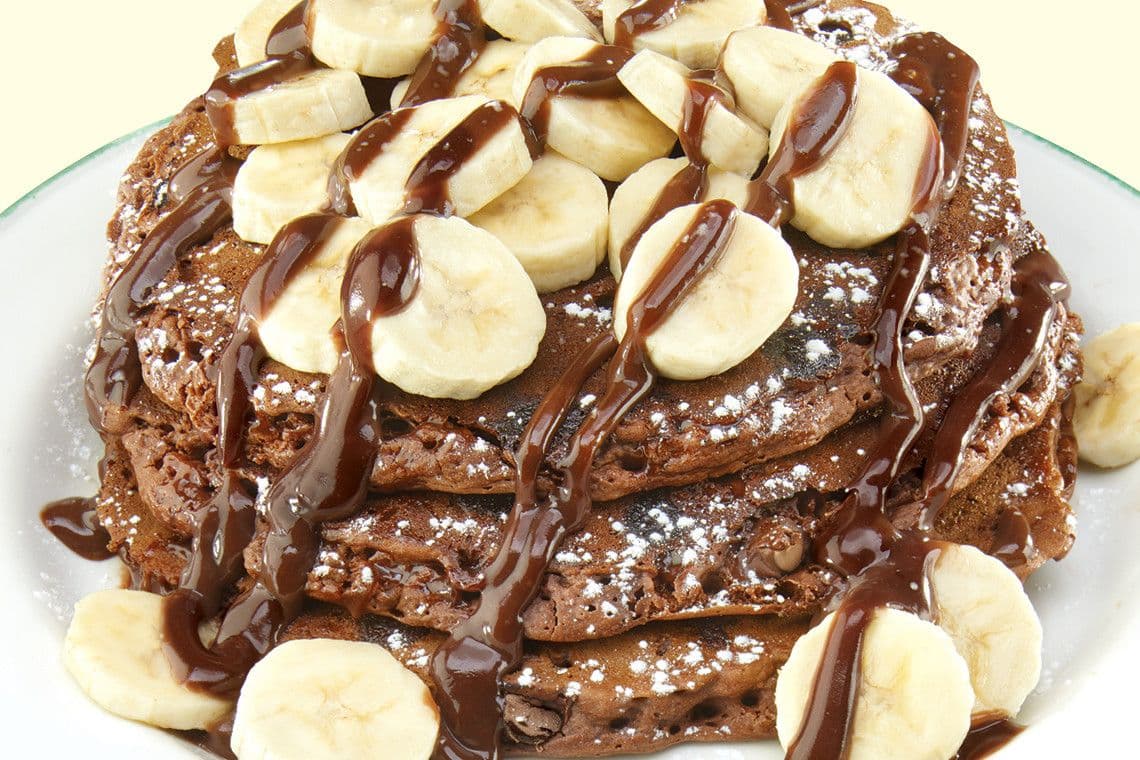 Triple chocolate pancakes (1470 Cals.)