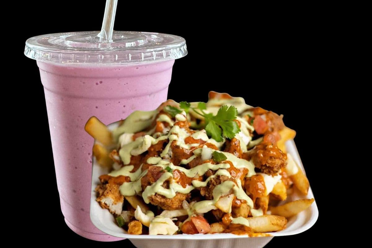 Butter Chicken Poutine and Milkshake