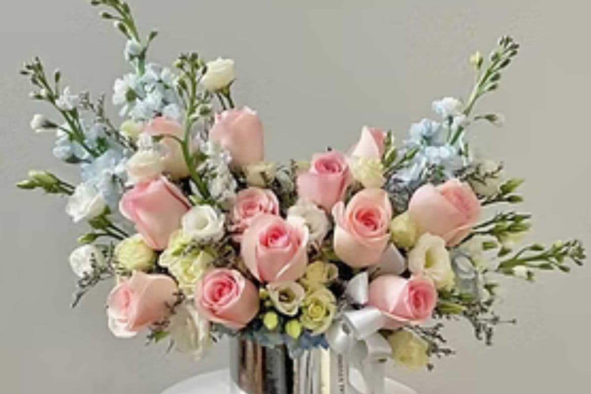 Blush and Sky Flower Bucket