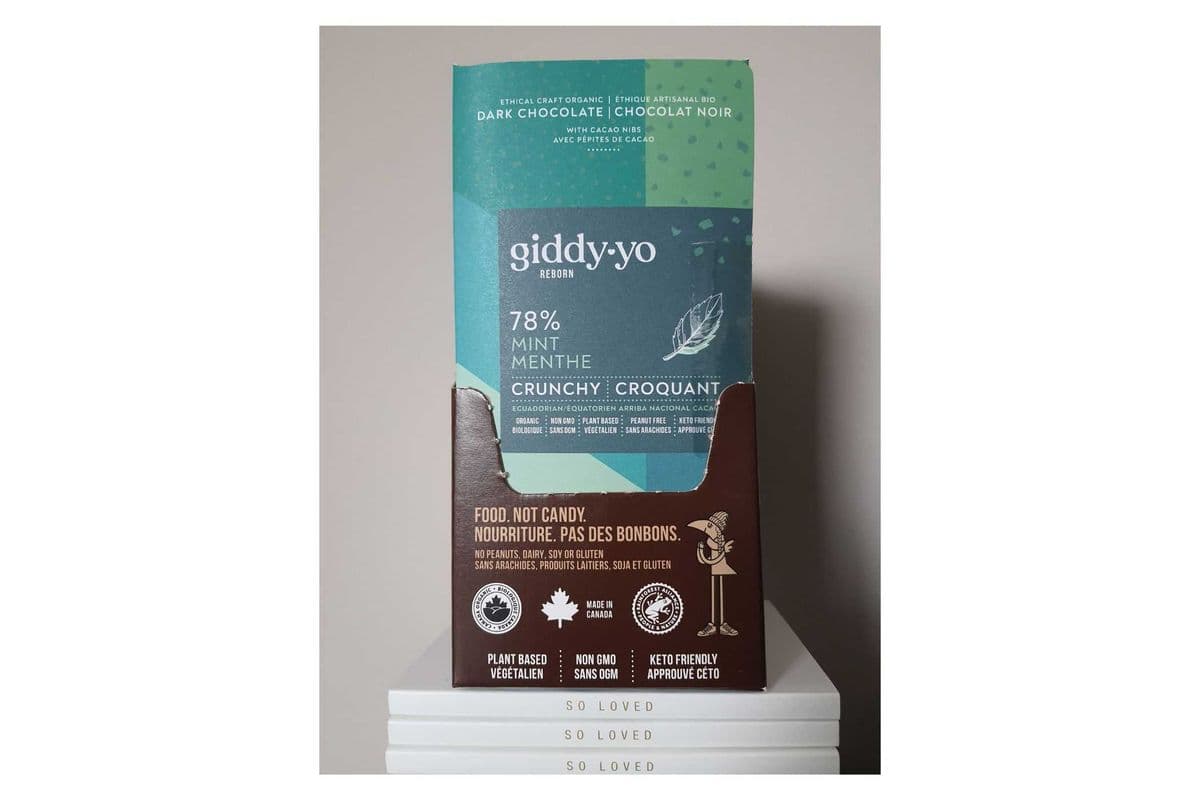 MINT CRUNCHY 78% DARK CHOCOLATE, BOX OF 20 x 60g BARS, ORGANIC & VEGAN. FREE OF PEANUTS, DAIRY, GLUTEN, SOY (Box of 20 - 60g bars)