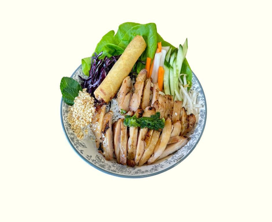 Vermicelle poulet grillé et rouleau