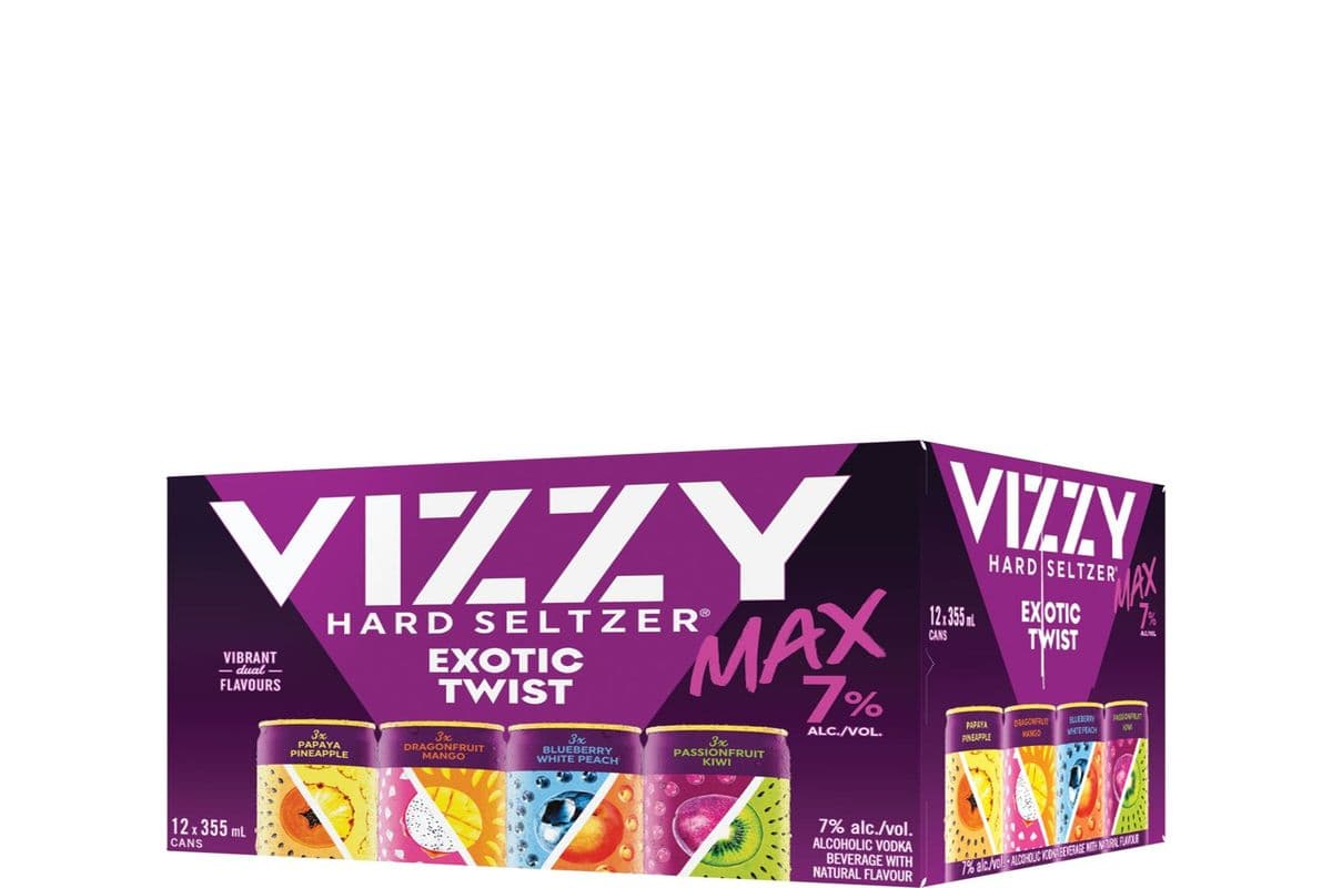 Vizzy Hard Seltzer Exotic Twist Max Variety Assorted (12 x 355ml)