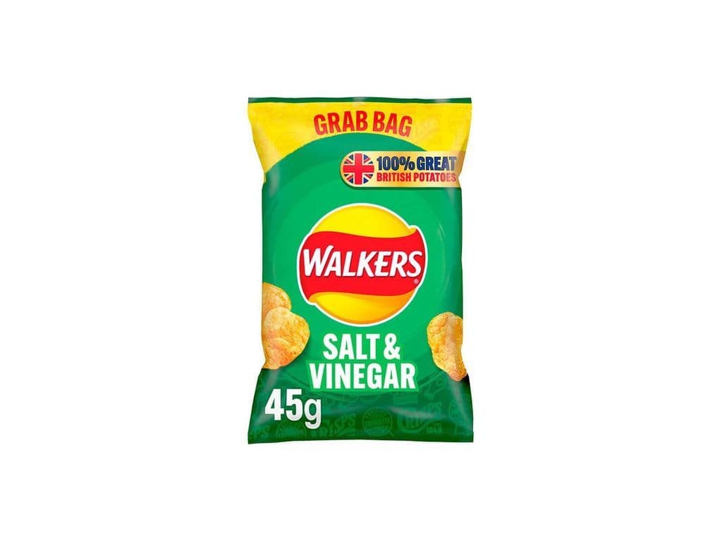 Walkers Salt and Vinegar Crisps 45g UK Chips Grab Bag