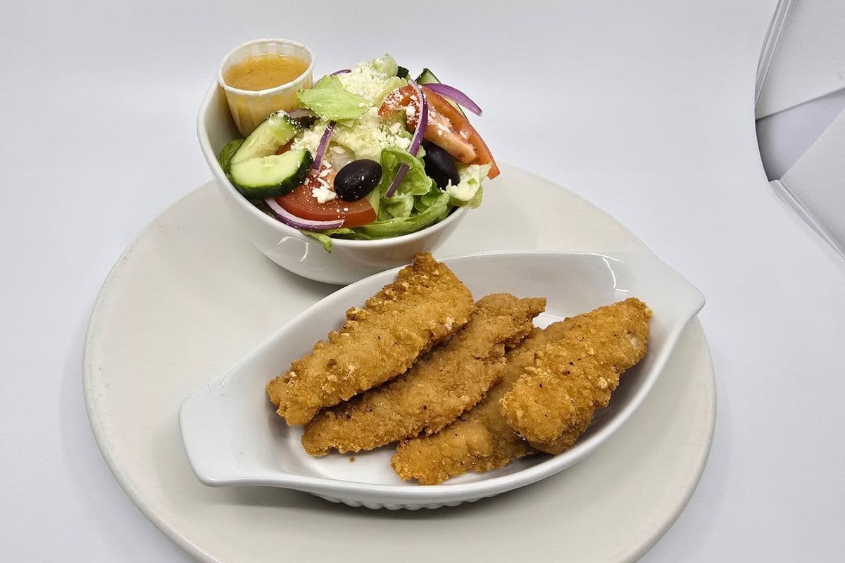Chicken Fingers (4 pcs) & Greek Salad