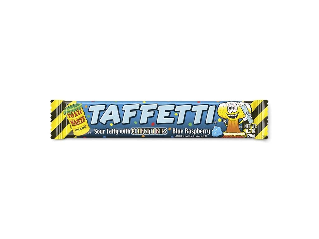 Toxic Waste Taffetti Blue Raspberry Sour Taffy with Confetti Bits 20g Chewy Candy
