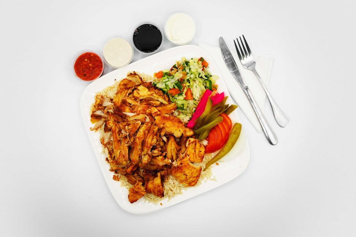 Chicken Shawarma rice and salad Meal