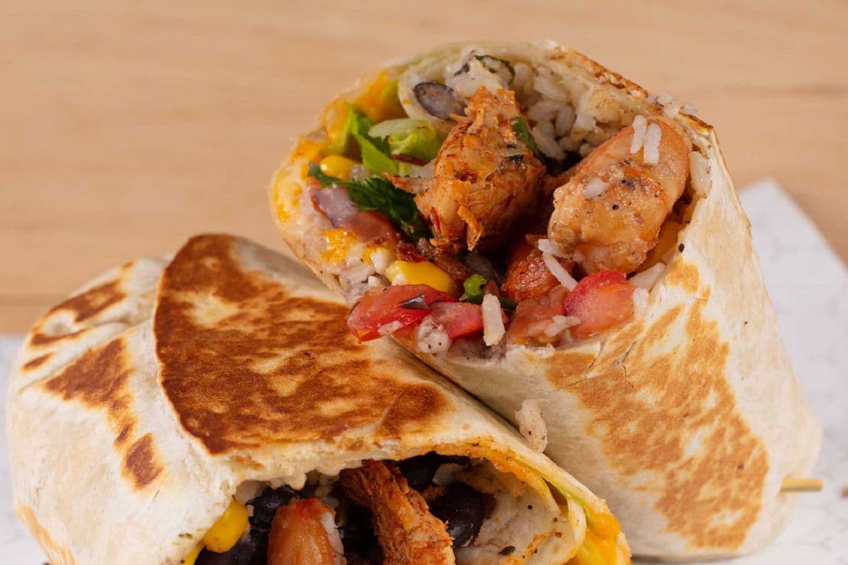 Chicken and Pan Seared Shrimp Burrito