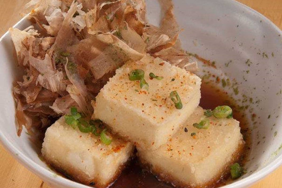 Age Dashi Tofu with Bonito Flakes