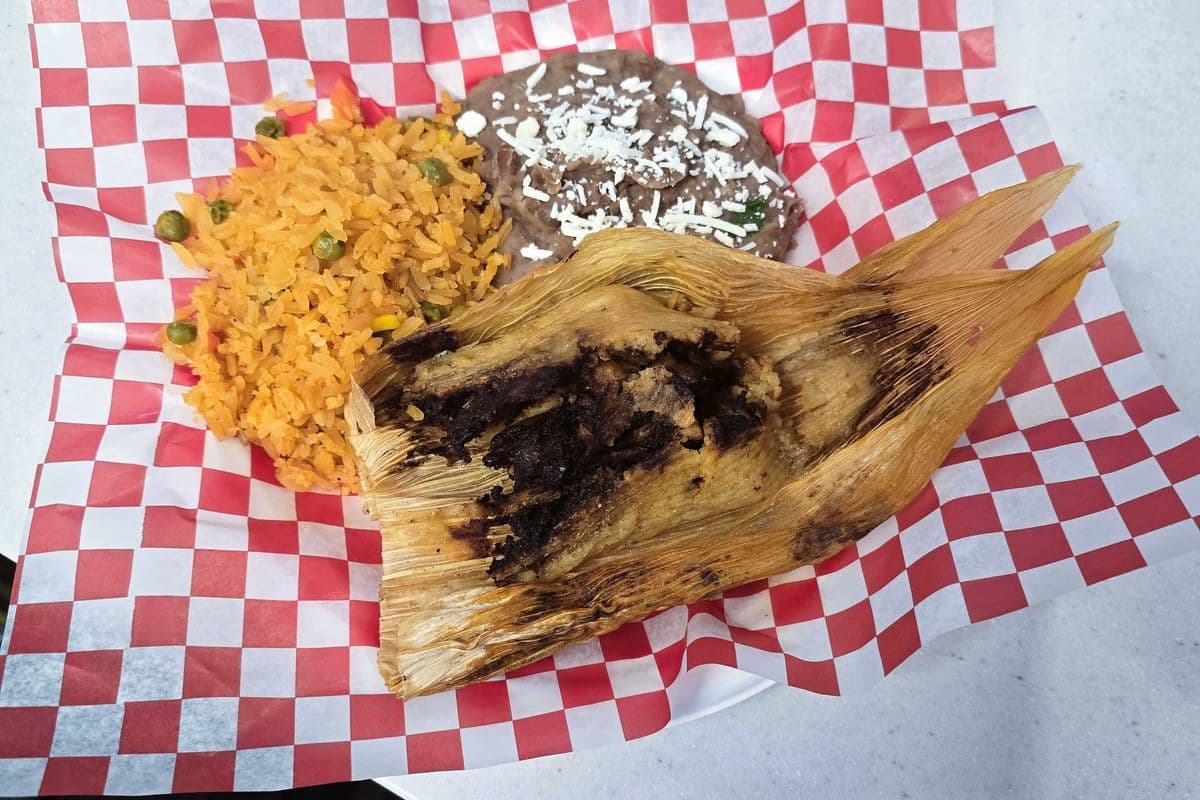 Tamal (1 pc) with Rice and Beans