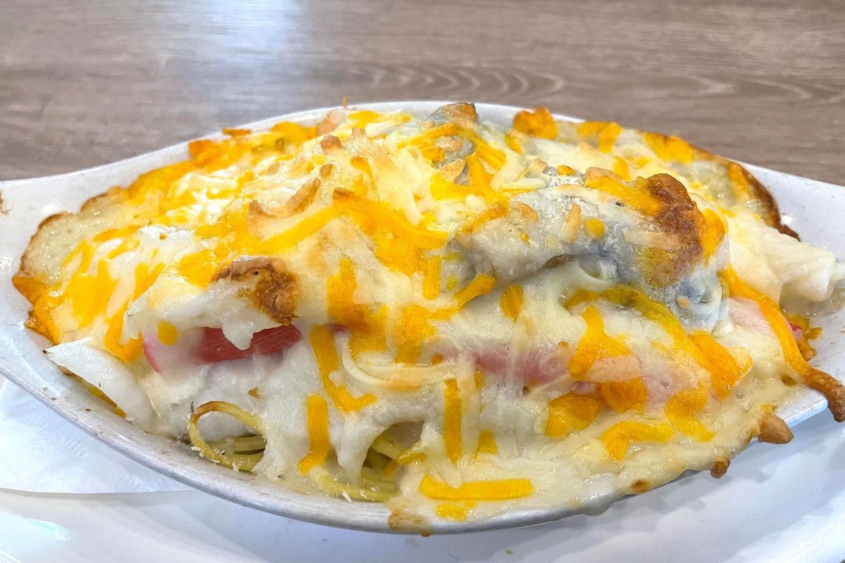 Baked Seafood White Sauce w. Spaghetti 白汁焗海鮮意粉