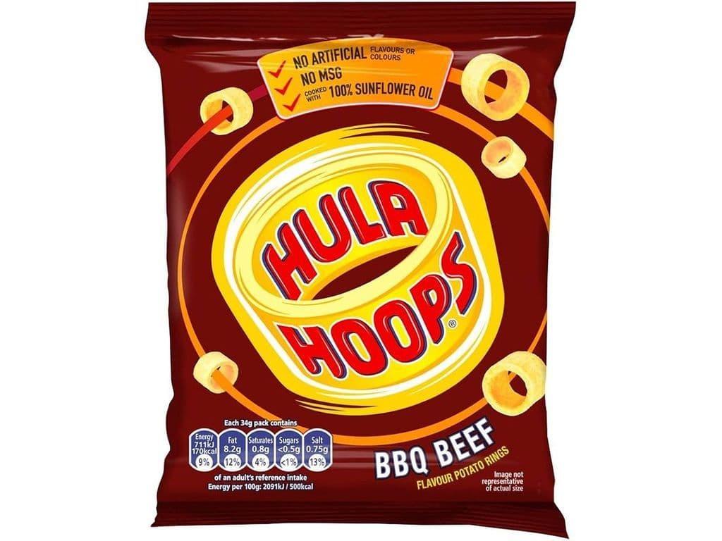 Hula Hoops BBQ Beef Rings UK 34g UK Potato Crisps