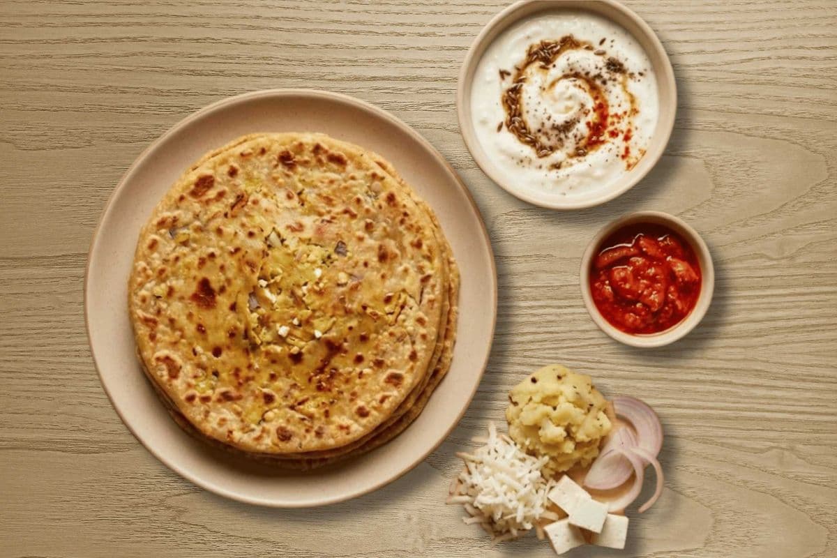 Mix-Veg Parantha, Dahi, and Achaar