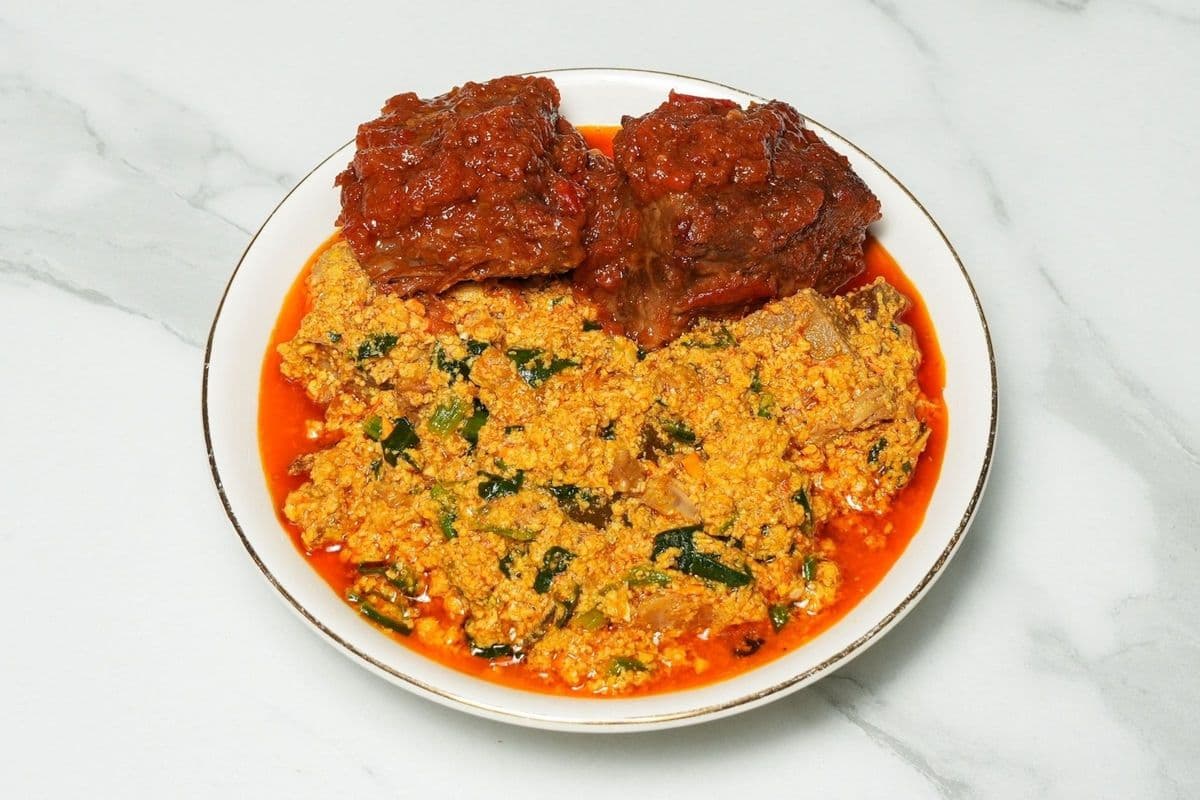 Egusi Soup with Assorted Meat Served with Swallow