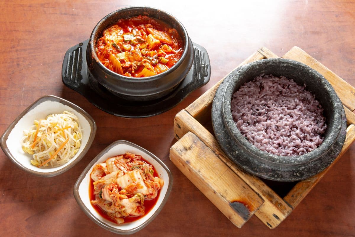 3. Kimchi Soon Tofu with Hot Stone Pot Rice
