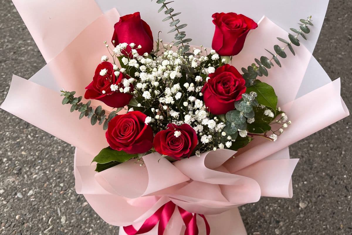 6 Red Roses Bouquet 红玫瑰花束 半打