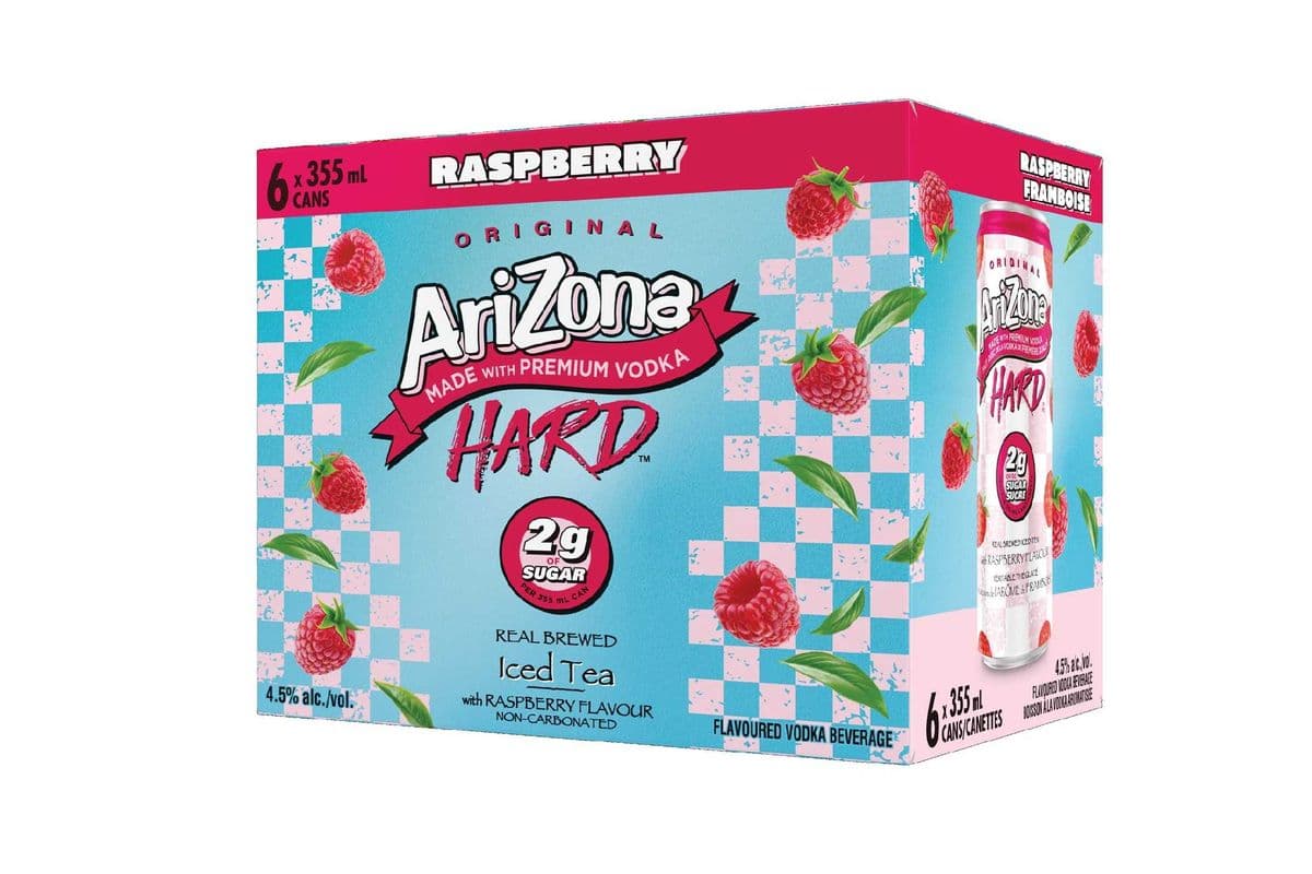 137498. ARIZONA HARD 2G SUGAR RASPBERRY TEA (6 x 355ML (CANS))