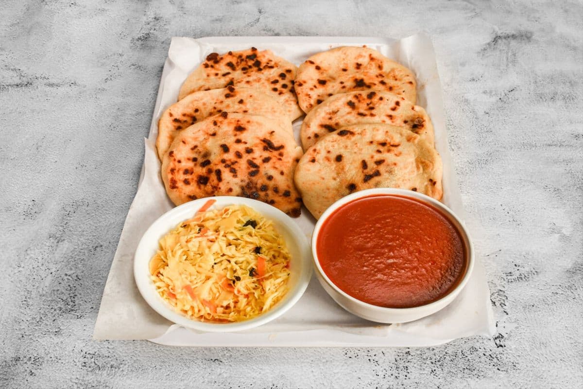 Mixed Pupusa (Beans, Cheese, and Fried Pork Rind) / Pupusa Revuelta (Frijoles, Queso, y Chicharrón)