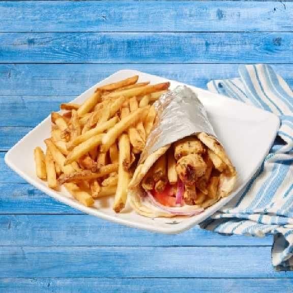 Two Skewer Chicken Souvlaki on a Pita