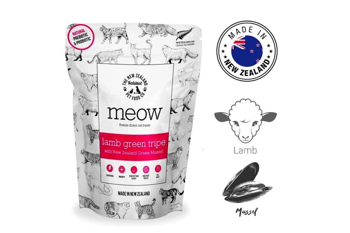 NZPF Meow Lamb Green Tripe with Green Lipped Mussels Freeze Dried Cat Treats (40 g)