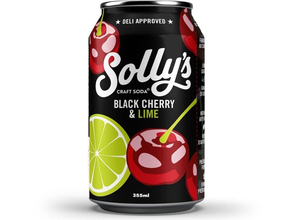 Sollys Black Cherry and Lime Soda Pop 355ml Drink