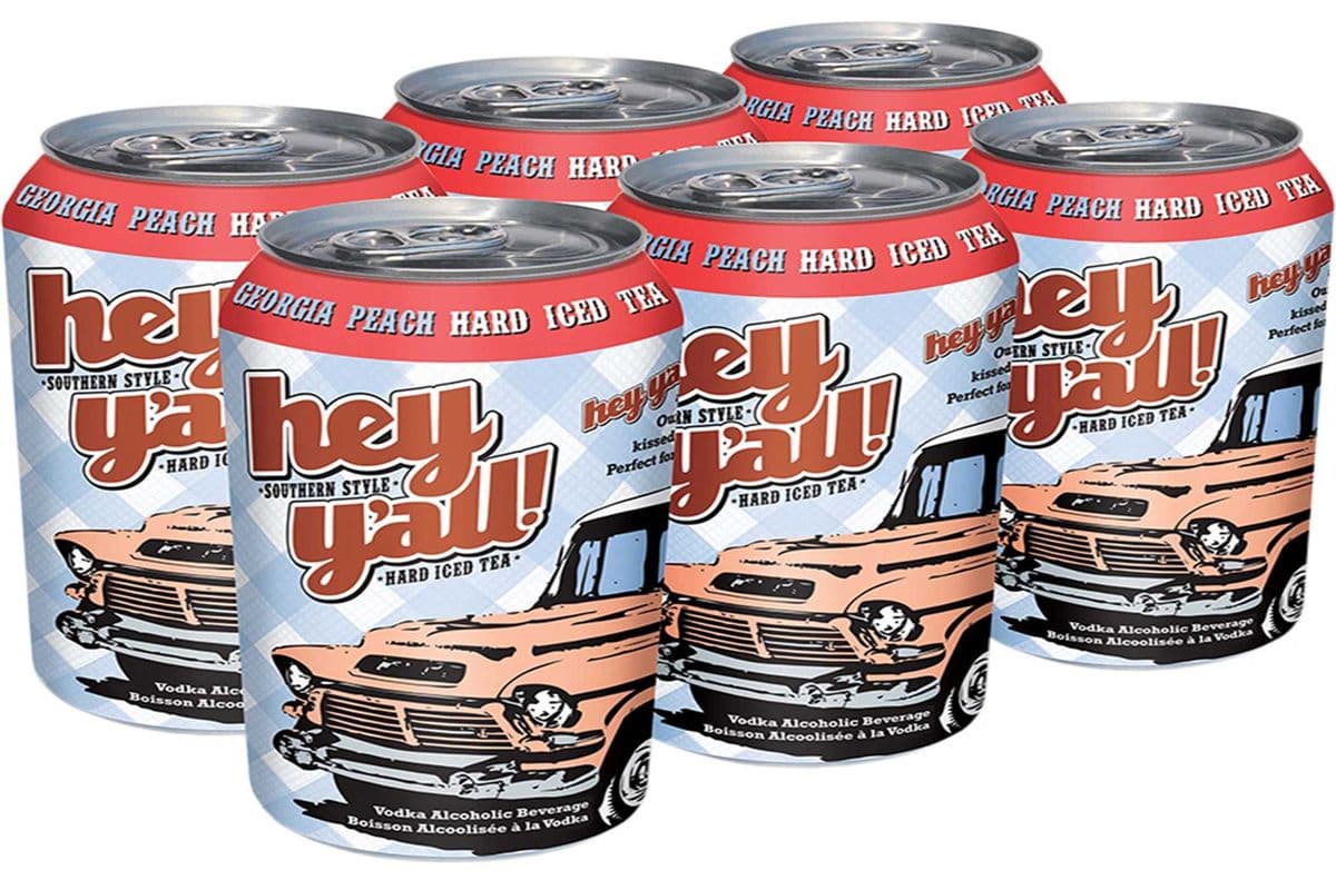 HEY YALL GEORGIA PEACH HARD ICED TEA 6 CANS (6 x 355 ML)
