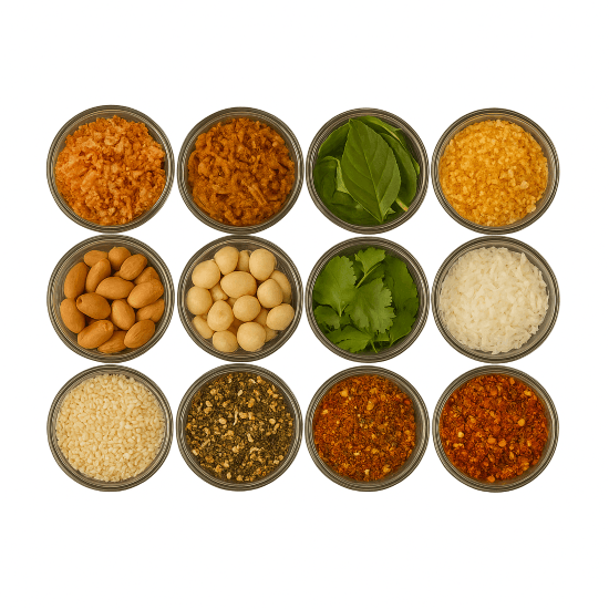 Crunches and garnishes / Croustillants et garnitures
