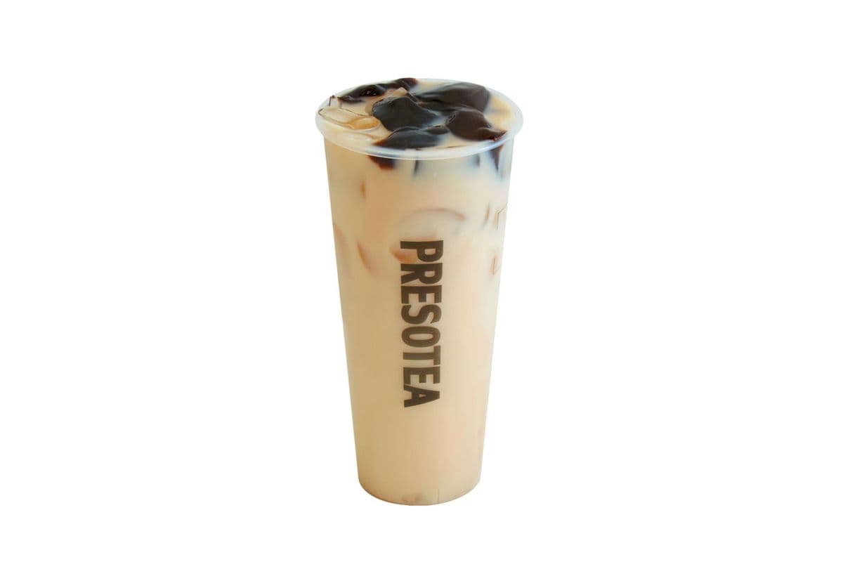 Grass Jelly Hojicha Milk Tea