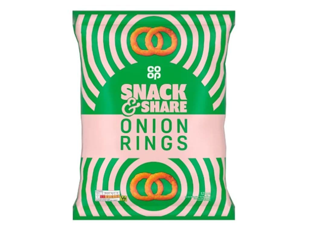 Co-Op Onion Rings Crisps UK Grocery Store Exclusive Chips 125g
