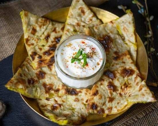 Mix Paratha with Curd and Pickle