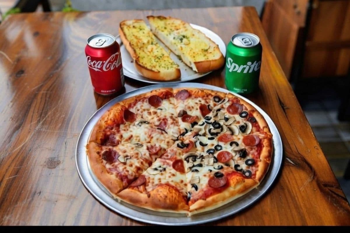 Two Can Dine(Large Pizza, cheesy bread and 2 can)
