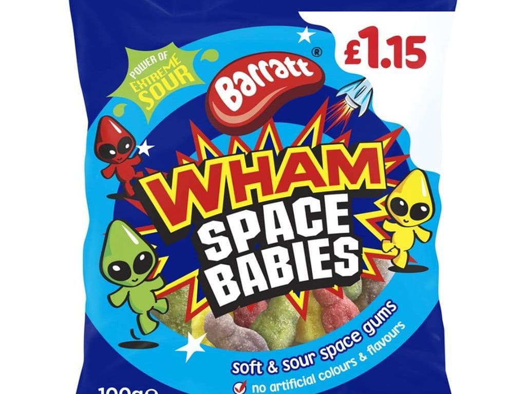 Barrat Wham Space Babies UK 100g Tangy Sour Soft Fruit Gummies