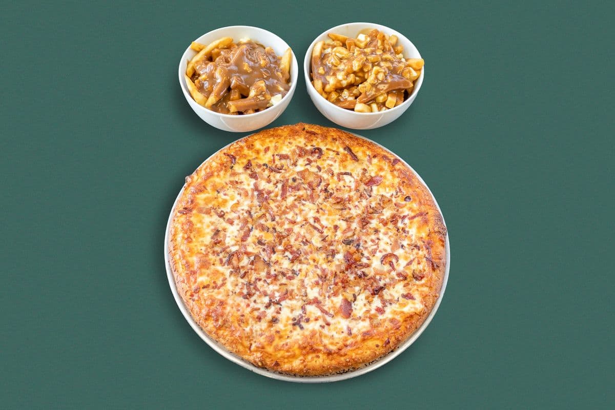 Medium One-Topping Pizza and Poutine