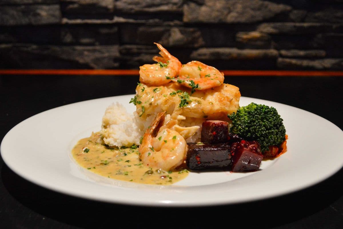 Pan Seared Pacific Cod and Prawns