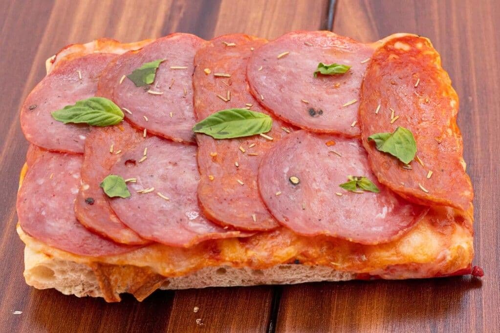 PIZZA SLICE - HOT SALAMI , ROSEMARY , PROVOLONE CHEESE